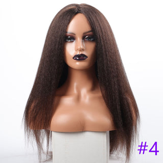 Long Kinky Straight Synthetic Wigs for Black Women Black Brown Blonde Ginger Red White Hair Afro Wigs Synthetic STW Hair Wigs ALODIA STORE
