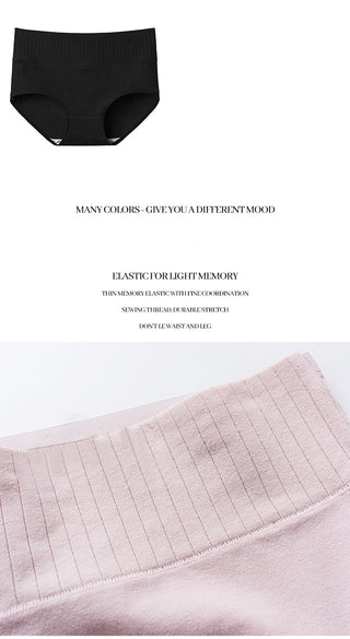 Cotton  Underwear Panties High Waist Briefs Solid Color Breathable Underpants Seamless Soft Lingerie Girls Fashion Briefs ALODIA STORE