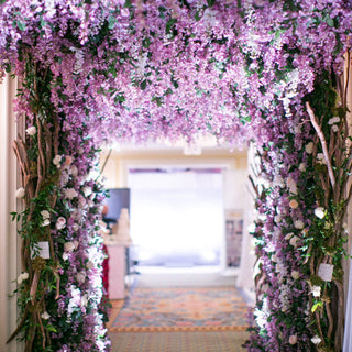 Wisteria Artificial Flower Vine Ivy Leaf Garland Silk Rose Flowers Rattan String Vine Wedding Arch Flower Home Garden Decoration ALODIA STORE