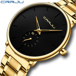 CRRJU Mens Watches Stainless Steel Men's Wrist Watch Casual Luxury Waterproof Sport Watch for Men Quartz Watch Relogio Masculino ALODIA STORE