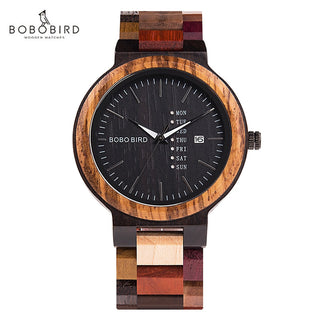 BOBO BIRD Luxury Wood Couple Watches for Men Watch Auto Date Man Watch for Women Handmade Quartz Wristwatch Relogio Masculino ALODIA STORE