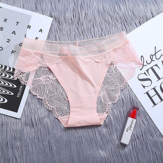 3Pcs/Lot Lace Panties Sets Ice Silk Seamless Underwear Female Transparent  Briefs Mid-Rise Lady Panty Woman Lingerie ALODIA STORE