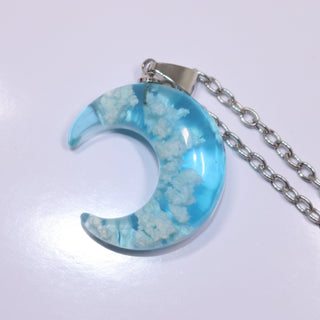 Chic Transparent Resin Rould Ball Moon Pendant Necklace Women Blue Sky White Cloud Chain Necklace Fashion Jewelry Gifts for Girl ALODIA STORE