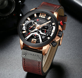 CURREN Casual Sport Watches for Men Top Brand Luxury Military Leather Wrist Watch Man Clock Fashion Chronograph Wristwatch ALODIA STORE