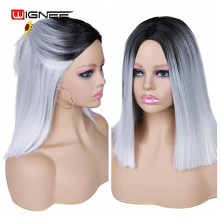 Wignee Straight Short Hair Synthetic Wigs For Women Heat Resistant Ombre Daily Soft Hair Glueless Daily Fiber Wigs Red Hair ALODIA STORE