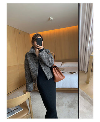 Elegant Long White Knitting Dress Women Winter V-Neck Long ALODIA STORE
