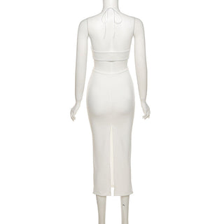 Cryptographic 2023 Summer Spaghetti Strap Halter Sexy Backless Maxi Dress Elegant Bandage Sleeveless Club Party Dresses Bodycon ALODIA STORE