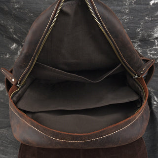 Genuine leather cow skin men large backpack outdoor travel backpack high quality ALODIA STORE