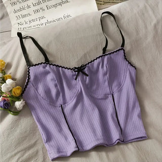 Sexy CropTop for Women Pink Cropped Clothes Femme Vintage Tube Tank Top Korean Streetwear Summer Club Lingerie ALODIA STORE