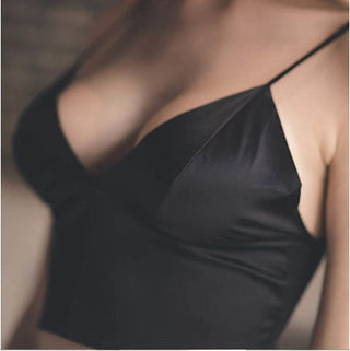 Summer Sexy Satin Beautiful Back Wrap Chest Crop Tops Women Cropped With Chest Padded Camisole ALODIA STORE