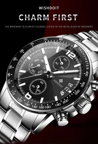WISHDOIT New Fashion Men's Watch Top Luxury Brand Watch 30m Waterproof Luminous Stainless Steel Men's Watch Reloj hombre ALODIA STORE