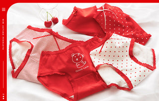WomeN Cotton Underwear Lovely Girl Bow Panties Sexy Lace Panties Mid Waist Seamless Comfort Briefs Female Lingerie ALODIA STORE