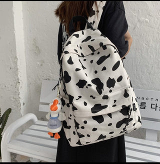 Cute Milk Cow Printing Women's Backpack Canvas Travel Mochila Women School Bag for Teenager Girls Fashion Rucksack Wholesale ALODIA STORE