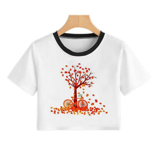 Summer fashion Harajuku Sexy tank Crop Top White T Shirt Clothes Women Cute Korean Style Graphic printed Croptop Short sleeve ALODIA STORE