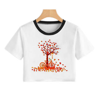 Summer fashion Harajuku Sexy tank Crop Top White T Shirt Clothes Women Cute Korean Style Graphic printed Croptop Short sleeve ALODIA STORE