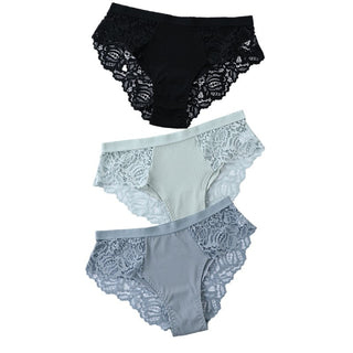 3 Pcs Cotton Panties Sexy Panty Briefs Lace Panties Women Underwear Lingerie Panties for Female Ladies Floral Pantys Underpants ALODIA STORE