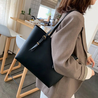 2pcs/Set PU Leather Handbag Women Large Capacity Casual Shoulder bags