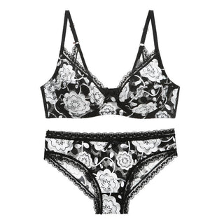 DaiNaFang Womens Push Up Underwear Sexy BCDE Cup Plus Size Lingerie Lace Print Embroidery Panties Bra Sets For Lady ALODIA STORE