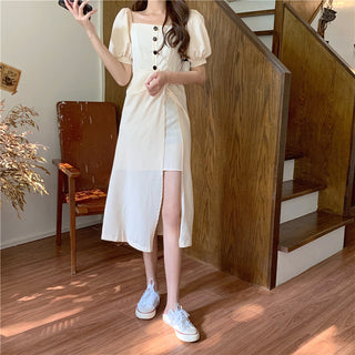 French Elegant Dress Women 2020 Autumn Casual Gothic Square Collar Puff Sleeve Chic Vintage Party Dress One-Piece Dress Korean ALODIA STORE