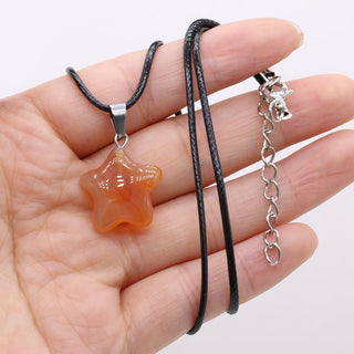 40cm Natural Five-pointed Star Shape Agates Tiger Eye Clear Quartzs Stone Pendant Necklace for Women Jewelry Gift Size 20x20mm ALODIA STORE