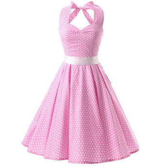 Women Red Cherry Party Dress Vintage 50s Rockabilly Hepburn Dress 2023 Elegant Summer Strapless Swing Retro Halter Pin up Dress ALODIA STORE