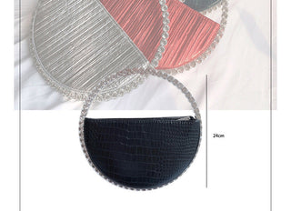 Luxury Colored Diamond Half Moon Women Purses and Handbags Evening Bag Serpentine Designer Party Clutch Bag Chic Wedding Bag ALODIA STORE
