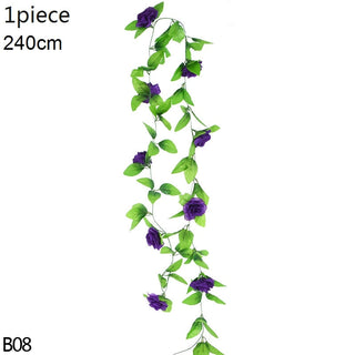 Wisteria Artificial Flower Vine Ivy Leaf Garland Silk Rose Flowers Rattan String Vine Wedding Arch Flower Home Garden Decoration ALODIA STORE