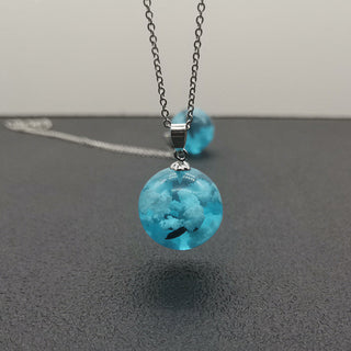 Chic Transparent Resin Rould Ball Moon Pendant Necklace Women Blue Sky White Cloud Chain Necklace Fashion Jewelry Gifts for Girl ALODIA STORE