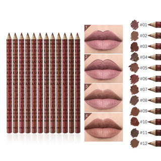 6 12Pcs/Set Waterproof Pencil Lipstick Set Pen Matte Lip Liner Long Lasting Makeup Pens Easy to Wear Non-stick Cup карандаш для ALODIA STORE