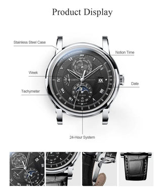 Vintage simple style Automatic Mechanical Switzerland Luxury Brand LOBINNI Watch Men Sapphire Waterproof Men's Clock Male Watch ALODIA STORE