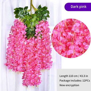 12Pcs Wisteria Artificial Flower Rattan Wreath Arch Wedding Home Garden Office Decoration pendant Plant Wall Decoration ALODIA STORE