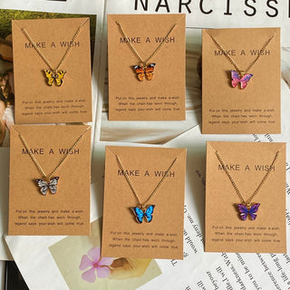 Fashion Women Necklace Korea Style New Butterfly Pendant Necklace Gift For Girl  Cute Lovely Neck Jewelry Wholesale Dropshipping ALODIA STORE