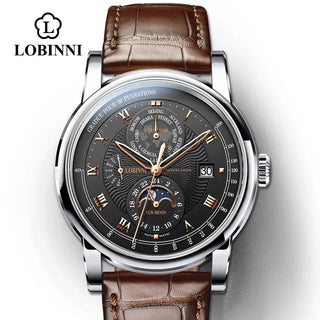 Vintage simple style Automatic Mechanical Switzerland Luxury Brand LOBINNI Watch Men Sapphire Waterproof Men's Clock Male Watch ALODIA STORE