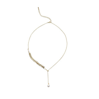 women geometry necklace, pearl asymmetry of fashionable, metal, aureate bowknot, collarbone chain necklace fashion ALODIA STORE