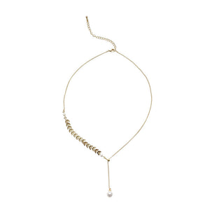 women geometry necklace, pearl asymmetry of fashionable, metal, aureate bowknot, collarbone chain necklace fashion ALODIA STORE