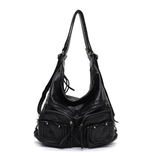 CEZIRA Large Soft Casual Women Bags Functional Girl School Backpack PU Leather Bag Ladies Multi Pockets Messenger&amp;Shoulder Bag ALODIA STORE