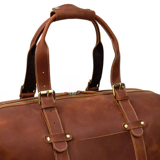 100% Genuine Crazy Horse Leather Men Travel Bags With Rivet Big HandBag For Male Cowhide Duffel Bag Mans Travelling Bag luxury ALODIA STORE