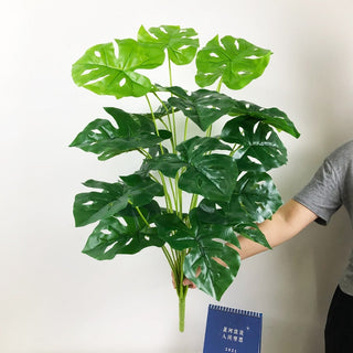 75cm 24Fork Fake Plants Large Artificial Monstera Tree Branch Plastic Tropical Palm False Turtle Leaf For Home Garden Room Decor ALODIA STORE