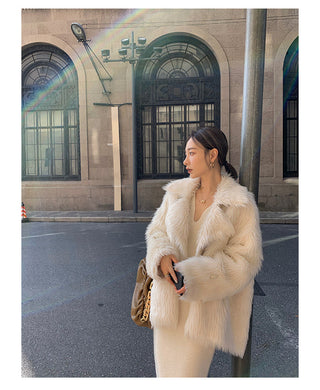 Elegant Long White Knitting Dress Women Winter V-Neck Long ALODIA STORE