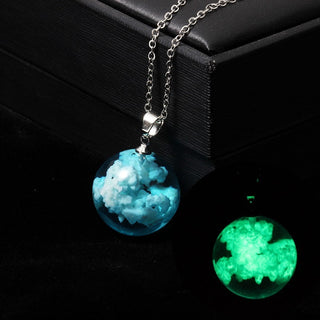Chic Transparent Resin Rould Ball Moon Pendant Necklace Women Blue Sky White Cloud Chain Necklace Fashion Jewelry Gifts for Girl ALODIA STORE