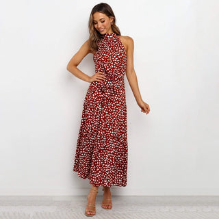 Summer Long Dress Polka Dot Casual Dresses Black Sexy Halter Strapless New 2023 ALODIA STORE