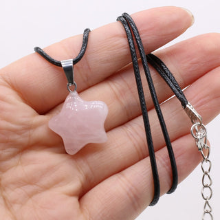 40cm Natural Five-pointed Star Shape Agates Tiger Eye Clear Quartzs Stone Pendant Necklace for Women Jewelry Gift Size 20x20mm ALODIA STORE