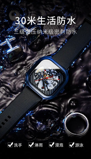 AILANG Men's Watch Top Brand Luxury Watch Men's Mechanical Silicone Strap Waterproof Watch Men's Hollow Reloj Hombre 2020 New ALODIA STORE