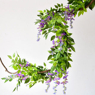 Wisteria Artificial Flower Vine Ivy Leaf Garland Silk Rose Flowers Rattan String Vine Wedding Arch Flower Home Garden Decoration ALODIA STORE