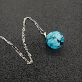 Chic Transparent Resin Rould Ball Moon Pendant Necklace Women Blue Sky White Cloud Chain Necklace Fashion Jewelry Gifts for Girl ALODIA STORE