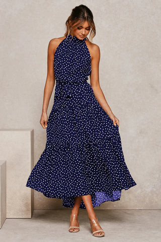 Summer Long Dress Polka Dot Casual Dresses Black Sexy Halter Strapless New 2023 ALODIA STORE