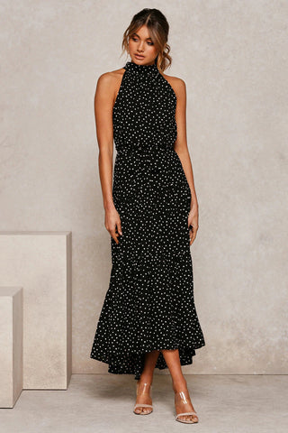 Summer Long Dress Polka Dot Casual Dresses Black Sexy Halter Strapless New 2023 ALODIA STORE
