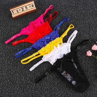 Women Thongs and G Strings Mini Thong Underwear Lace Panties Transparent Lingerie Briefs Women Sexy Adjustable Mujer ALODIA STORE
