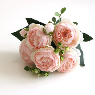 Artificial Flowers Peony Bouquet Silk Rose Vase for Home Decor Garden Wedding Decorative Fake Plants Christmas Garland Material ALODIA STORE