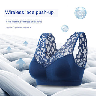 (35-100kg) Sexy Lace Free Wire Underwear Women Push Up Bra with Pad Kpop Fashion Cozy Chest Wrap Undies Lingerie Female Crop Top ALODIA STORE